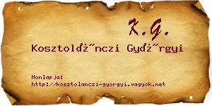 Kosztolánczi Györgyi névjegykártya